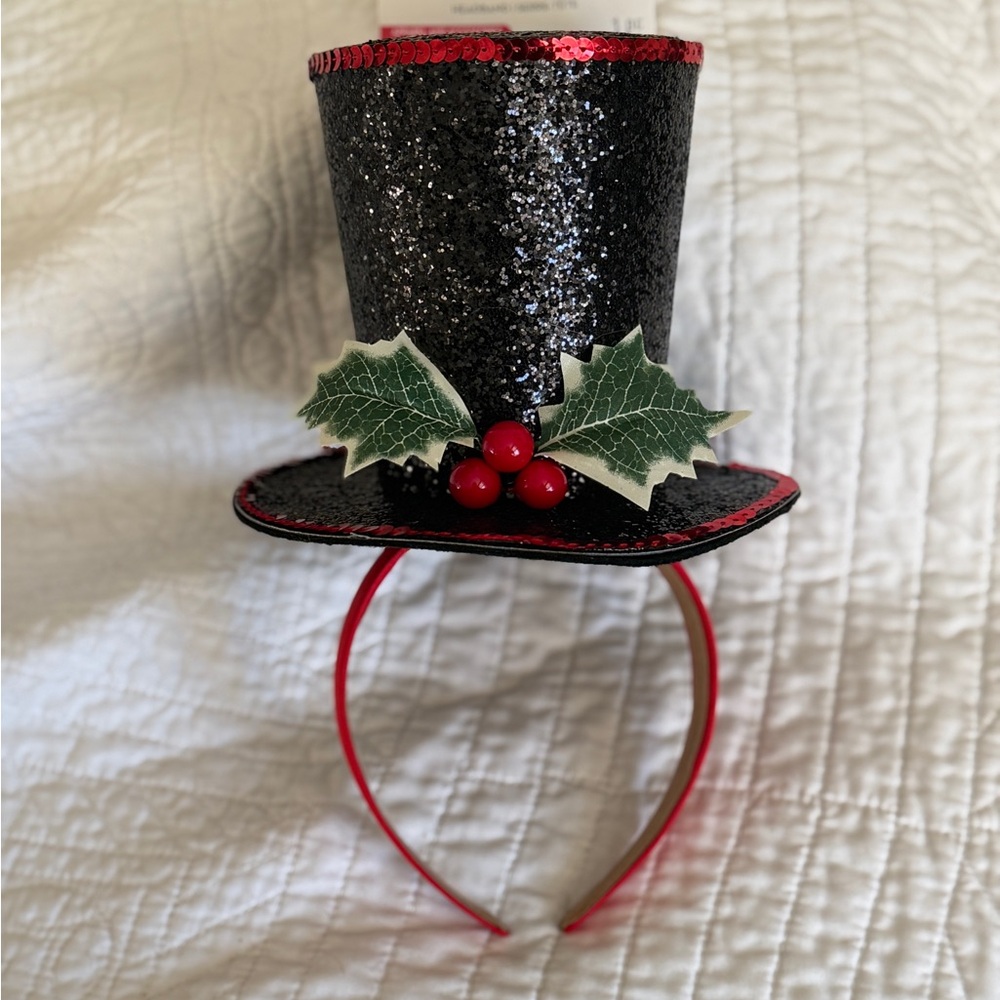 Celebrate It Black and Red Glitter Top Hat Headband